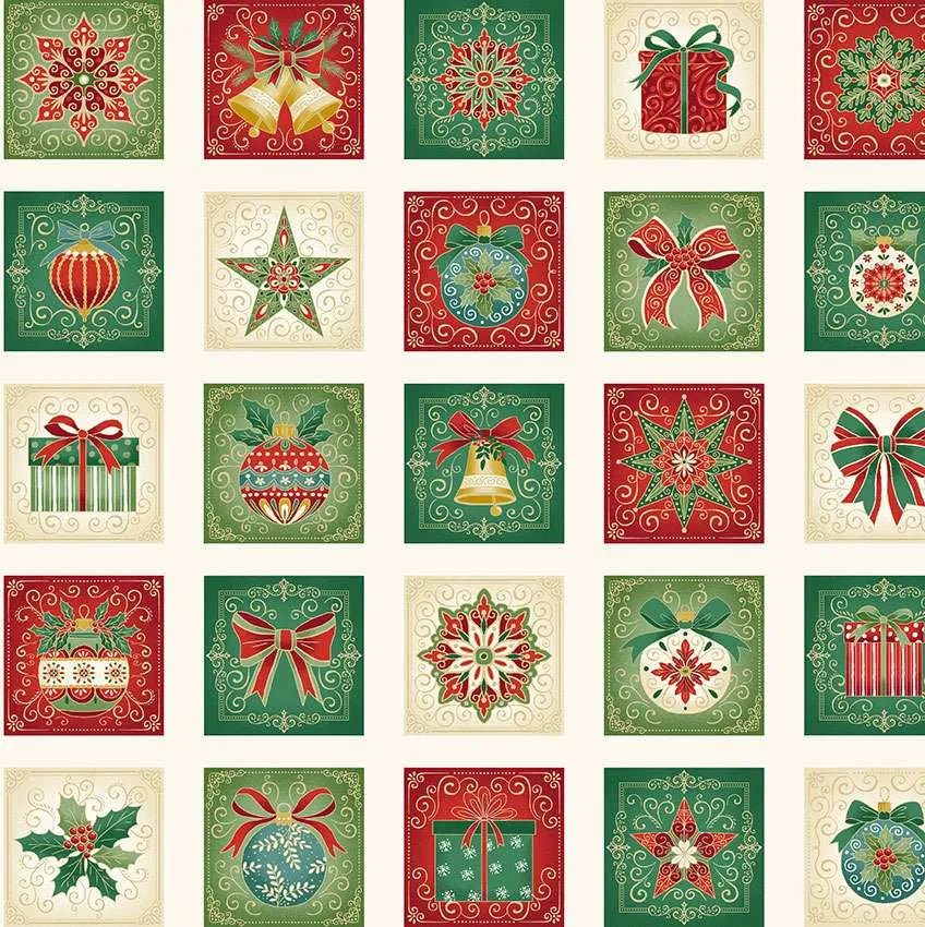 Adorn - Squares Panel - by Makower UK with Andover Fabrics