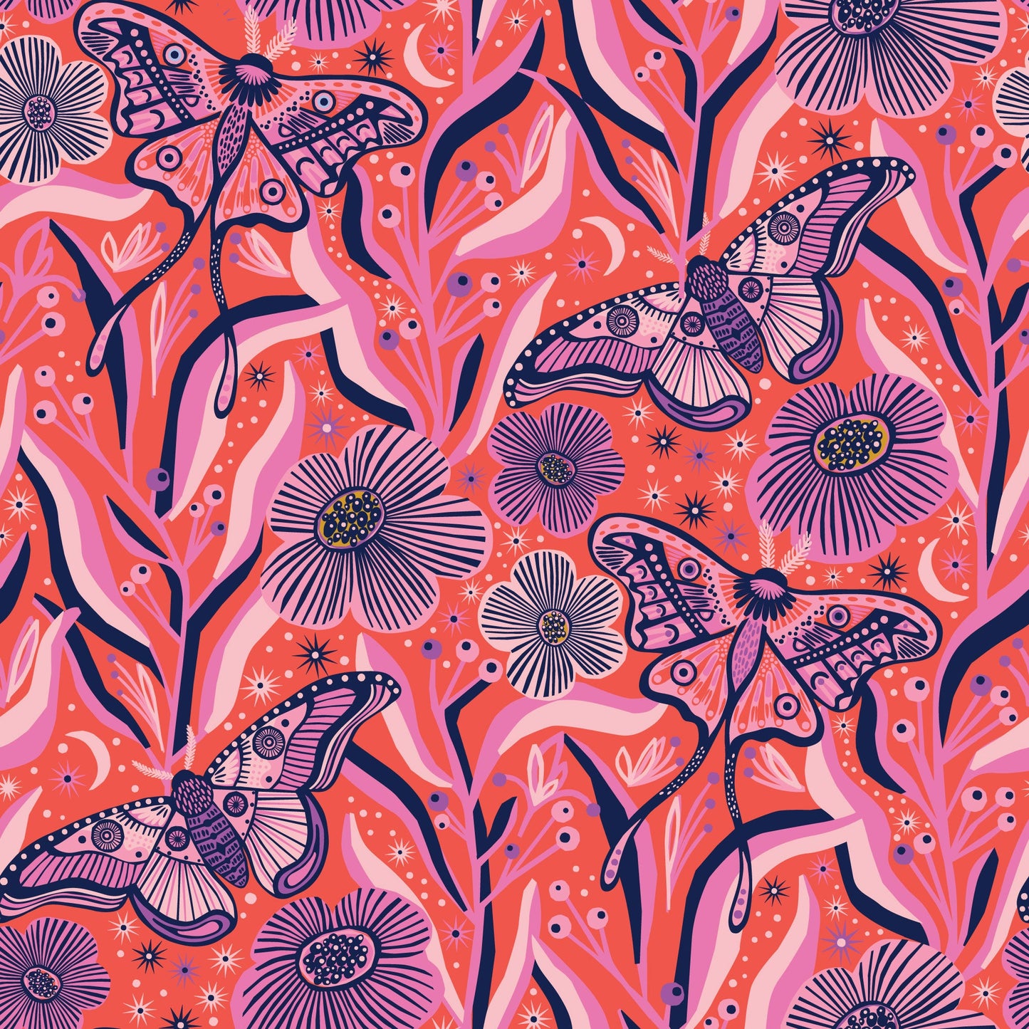 Wonder Jungle - Fiery Nymphs (Half Yard Cut) - by Pip & Lo with Cloud9 Fabrics