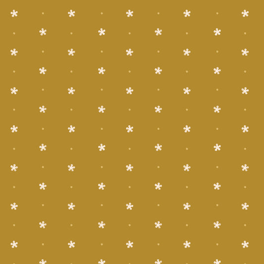 Retro Meadow - Dotty - Mustard (Half Yard Cut) - by Sophie Rowe with Cloud9 Fabrics
