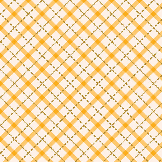 Retro Meadow - Tartan - Gold (Half Yard Cut) - by Sophie Rowe with Cloud9 Fabrics