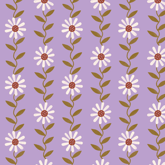 Retro Meadow - Daisy May - Lilac (Half Yard Cut) - by Sophie Rowe with Cloud9 Fabrics
