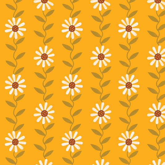 Retro Meadow - Daisy May - Gold (Half Yard Cut) - by Sophie Rowe with Cloud9 Fabrics