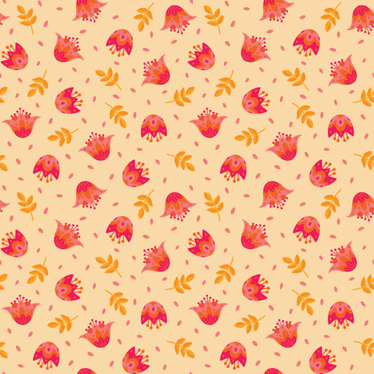 Blooming Garden - Flower Dance in Pale Orange - by Jojulein Design with Cloud 9 Organic Fabrics