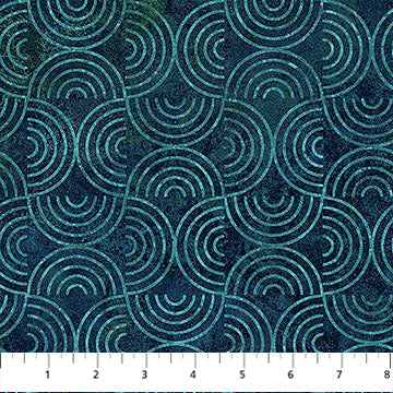 Synchronicity - Half Circle Grid in Navy - by Linda Ludovico with Northcott Fabrics