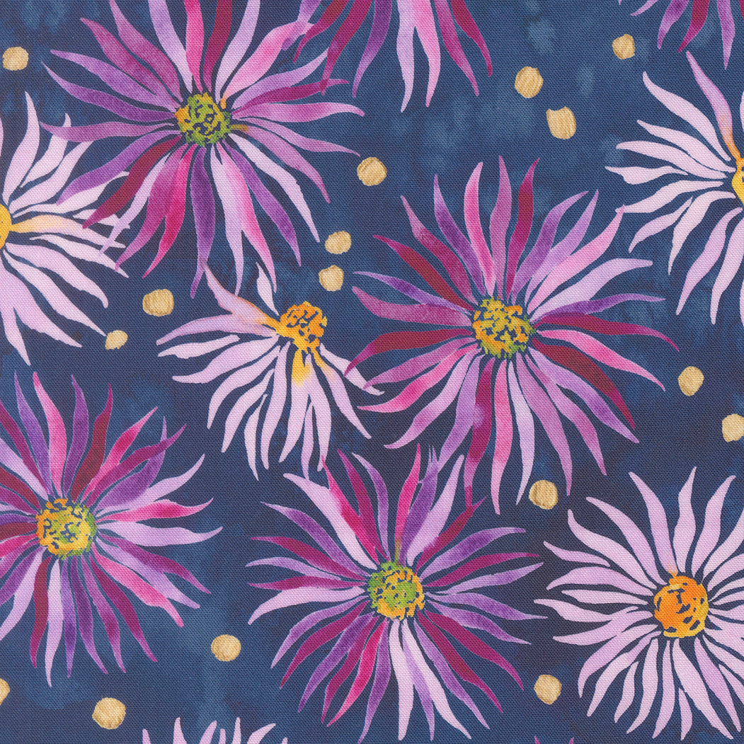 Soulstice - Wall Flower in Navy - by Create Joy Project with Moda Fabrics