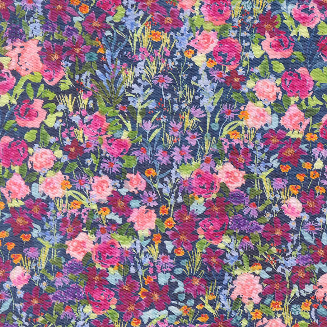 Soulstice - Garden Glitter in Navy - by Create Joy Project with Moda Fabrics