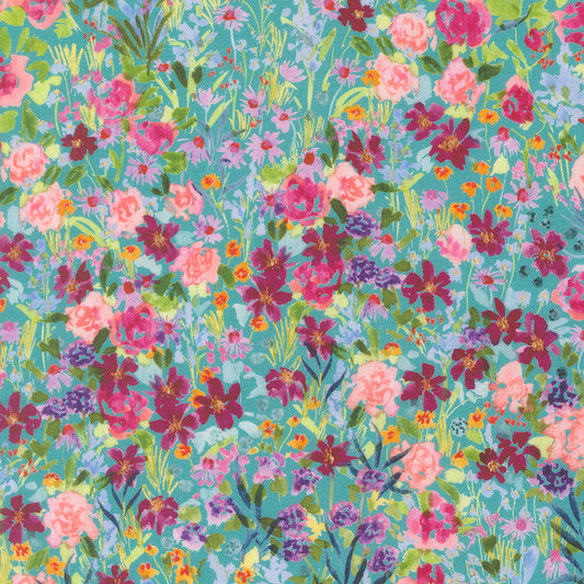Soulstice - Garden Glitter in Turquoise - by Create Joy Project with Moda Fabrics