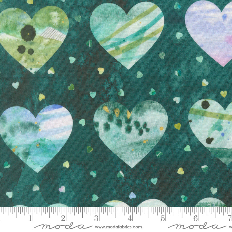 Fleur The Love - Lovestruck in Dark Teal - by Create Joy Project with Moda Fabrics
