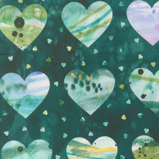 Fleur The Love - Lovestruck in Dark Teal - by Create Joy Project with Moda Fabrics