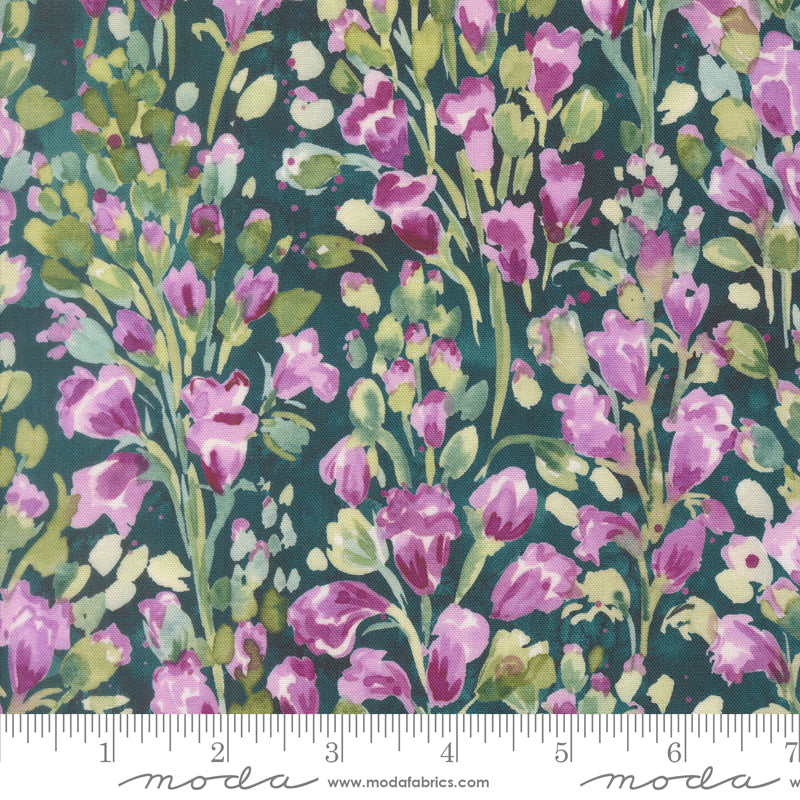 Fleur The Love - Cherish in Dark Teal - by Create Joy Project with Moda Fabrics