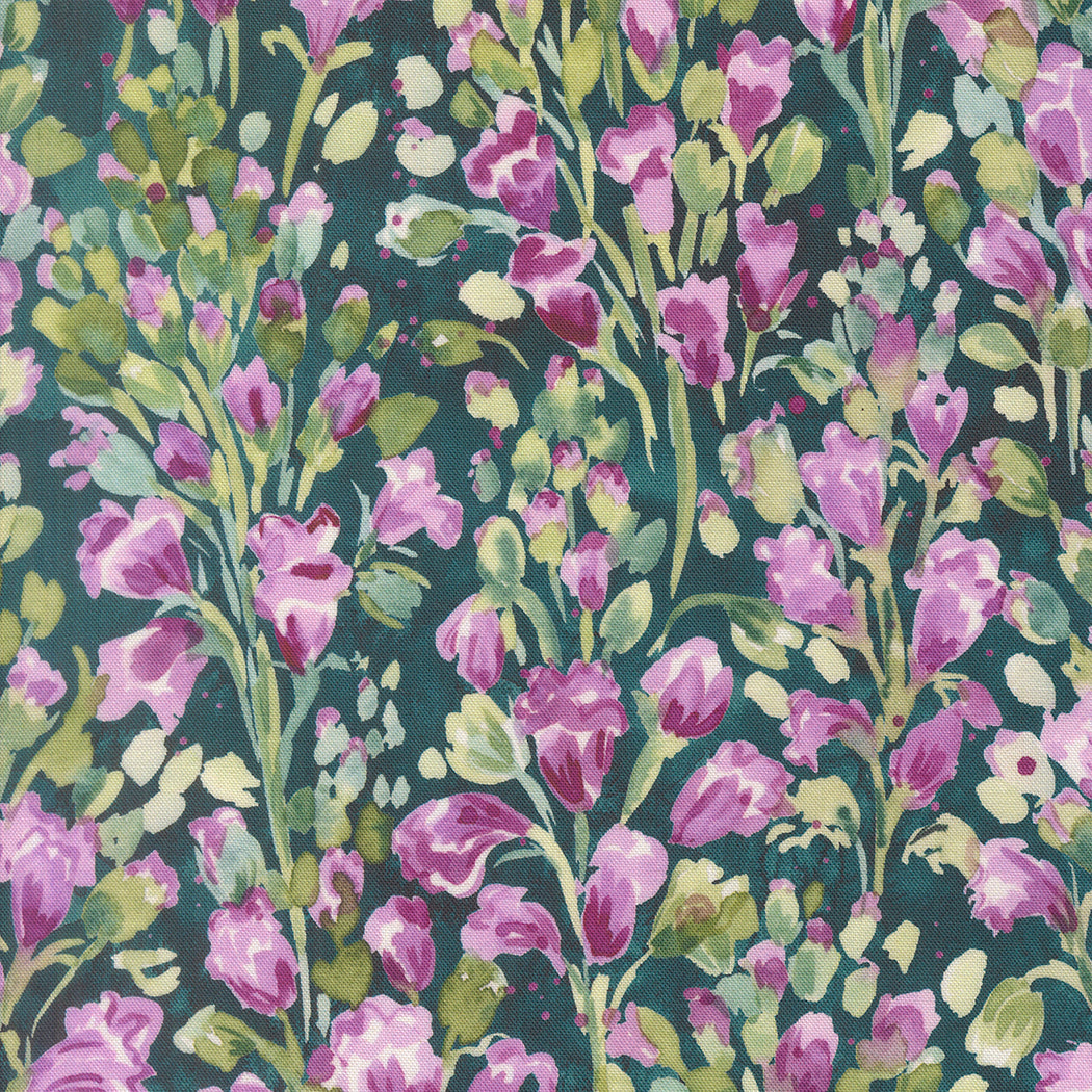 Fleur The Love - Cherish in Dark Teal - by Create Joy Project with Moda Fabrics