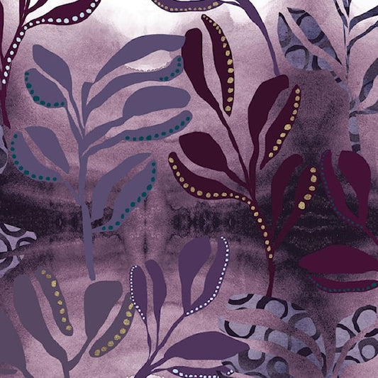Colourful Leaves - Plum Leaves - by Stof Fabrics
