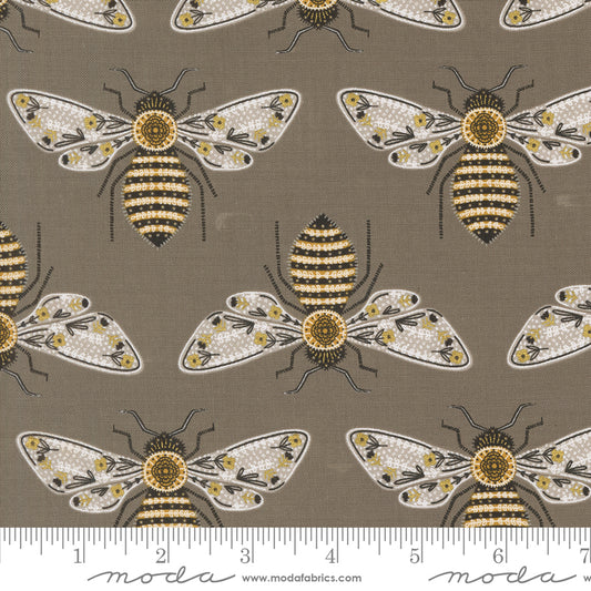 Bee Garden - Bumblebee - Metallic Slate (Half Yard Cut) by Gingiber with Moda Fabrics