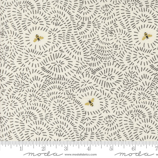 Bee Garden - Twists and Turns - Metallic Porcelain (Half Yard Cut) by Gingiber with Moda Fabrics