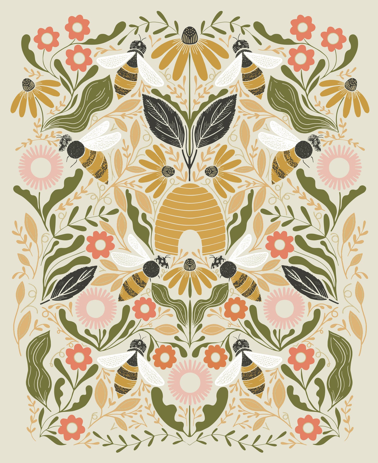 Bee Garden - Bee Garden Panel 36" x 44" by Gingiber with Moda Fabrics