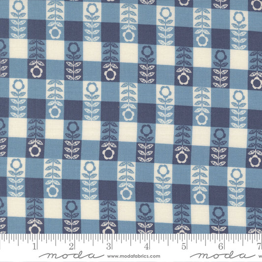 Night Owl – Flower Plaid in Sky (Half Yard Cut) – by Gingiber with Moda Fabrics
