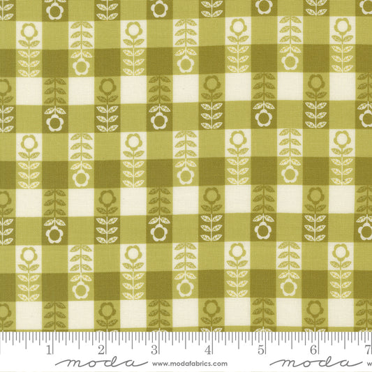 Night Owl – Flower Plaid in Leaf (Half Yard Cut) – by Gingiber with Moda Fabrics