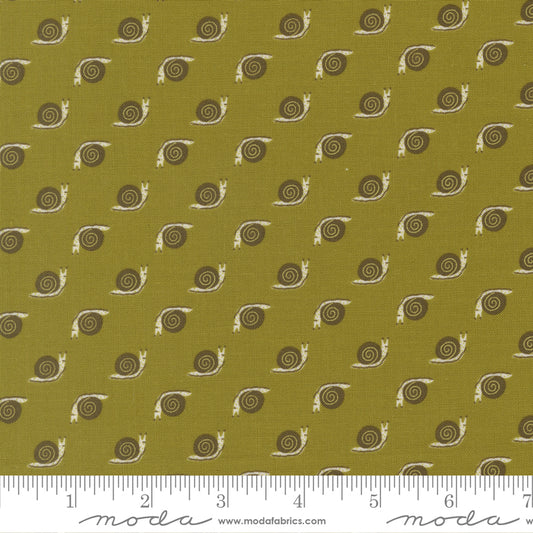 Night Owl – Snail in Fern (Half Yard Cut) – by Gingiber with Moda Fabrics