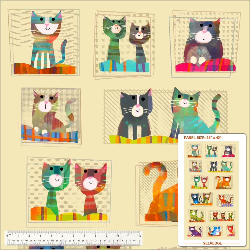 Fur-Ever Friends - Take me Home: Cats (Half Yard Cut) by Gareth Lucas with Windham Fabrics.