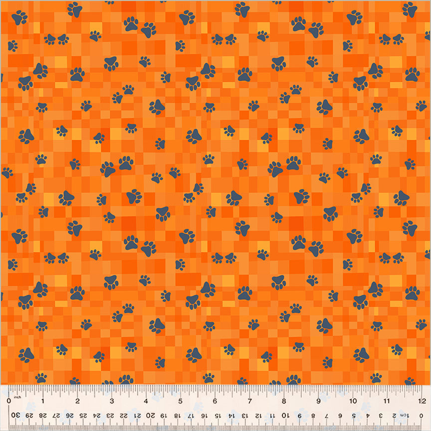 Fur-Ever Friends - Trail Home (Orange) (Half Yard Cut) by Gareth Lucas with Windham Fabrics.