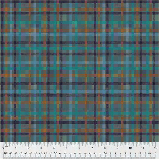 Fur-Ever Friends - Playful Plaid (Slate) (Half Yard Cut) by Gareth Lucas with Windham Fabrics.