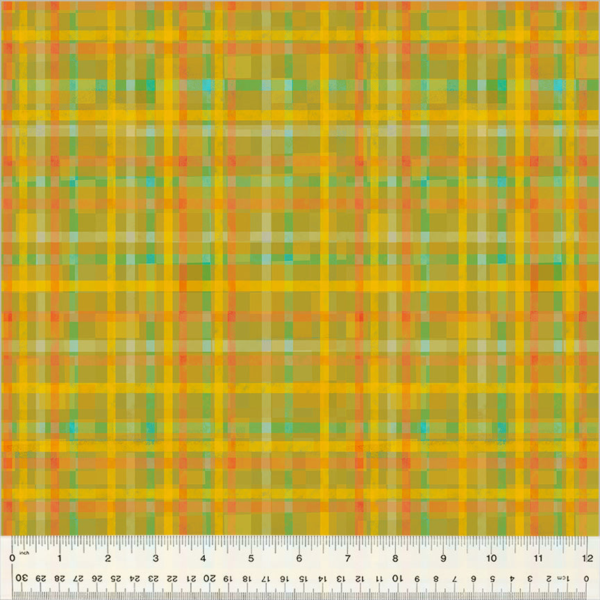 Fur-Ever Friends - Playful Plaid (Yellow) (Half Yard Cut) by Gareth Lucas with Windham Fabrics.