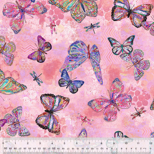 Shine On - Flutter, Pink (Half Yard Cut) - by Jennifer Lambein with Windham Fabrics