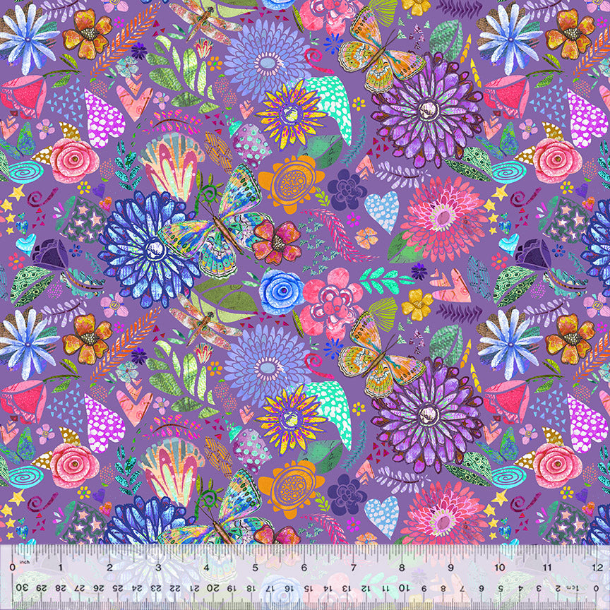 Shine On - Collage, Purple (Half Yard Cut) - by Jennifer Lambein with Windham Fabrics