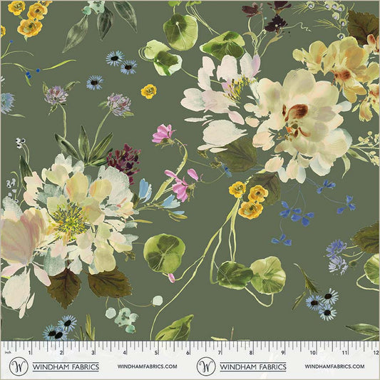 Bloomfield - Peony Garden Grass - by Kelly Ventura with Windham Fabrics