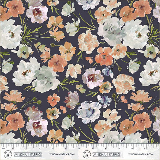 Bloomfield - Ranunculus Navy - by Kelly Ventura with Windham Fabrics