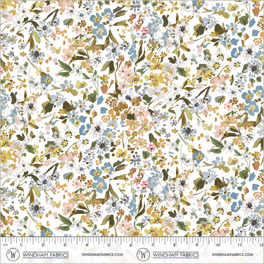 Bloomfield - Perennials White - by Kelly Ventura with Windham Fabrics