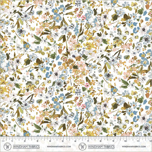 Bloomfield - Perennials White - by Kelly Ventura with Windham Fabrics