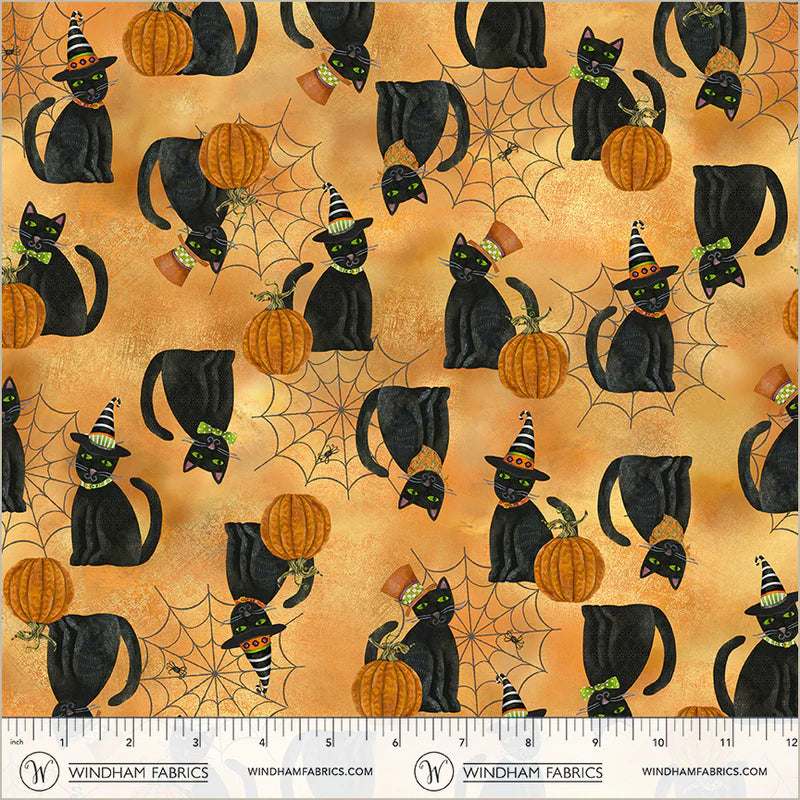 Midnight Hollow - Black Cat in Cider - by Jennifer Lambein with Windham Fabrics