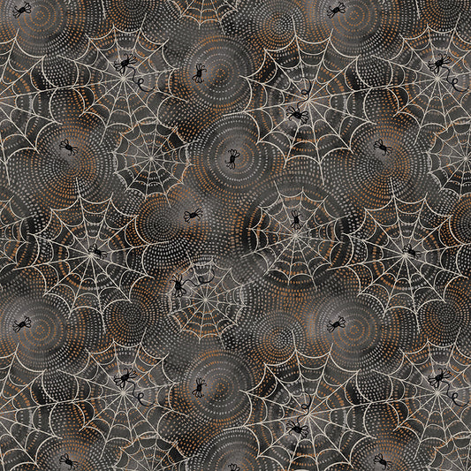 Midnight Hollow - Spider Maze in Soot - by Jennifer Lambein with Windham Fabrics