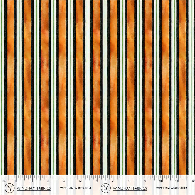 Midnight Hollow - Spooky Stripe in Spice - by Jennifer Lambein with Windham Fabrics