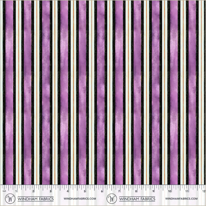 Midnight Hollow - Spooky Stripe in Wildberry - by Jennifer Lambein with Windham Fabrics