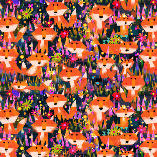 Animal Kingdom - Foxes and Flowers - by Gareth Lucas with Windham Fabrics