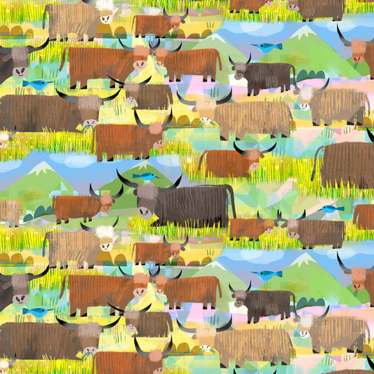 Animal Kingdom - Highland Cows - by Gareth Lucas with Windham Fabrics