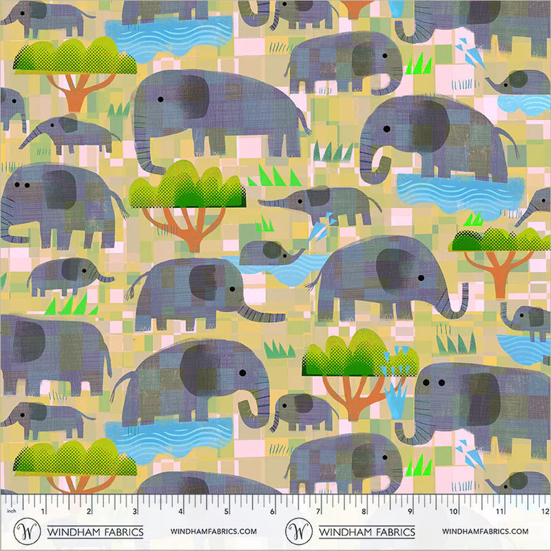 Animal Kingdom - Mama Elephant, Baby Elephant - by Gareth Lucas with Windham Fabrics