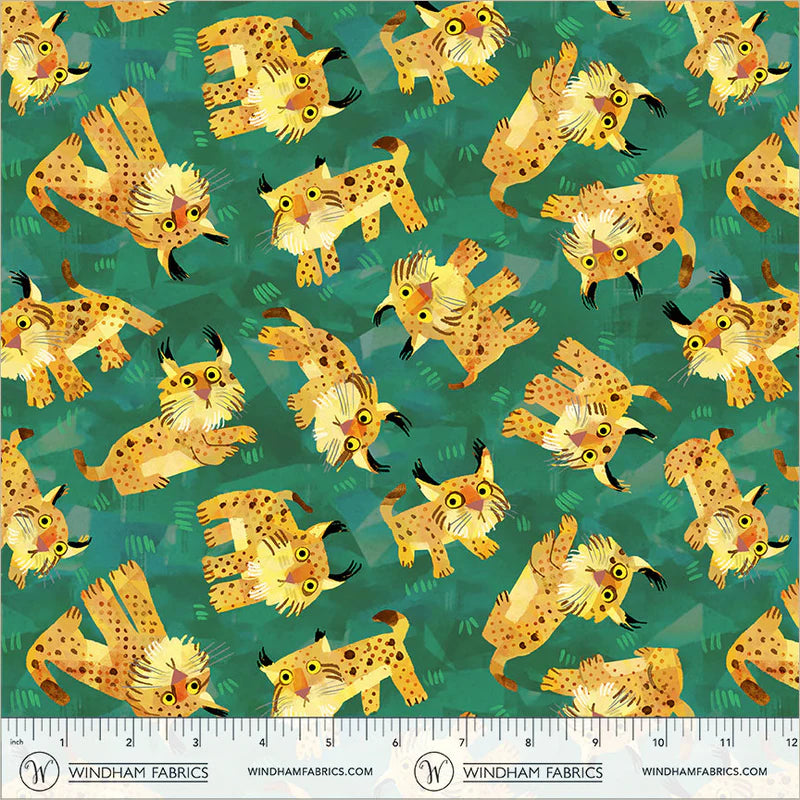 Animal Kingdom - Solitary Lynx - by Gareth Lucas with Windham Fabrics