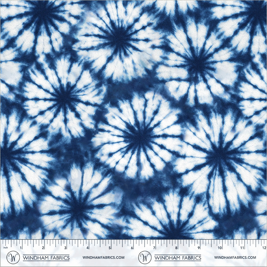 Shibori - Burst in Navy - by Whistler Studios with Windham Fabrics