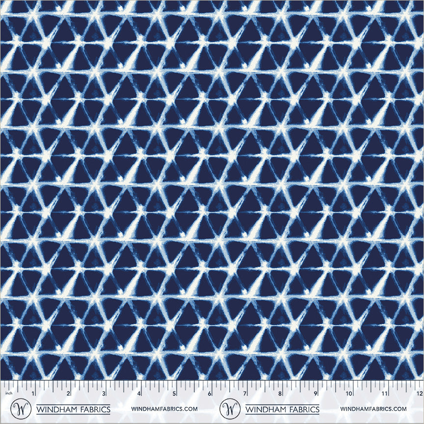 Shibori - Lattice in Indigo - by Whistler Studios with Windham Fabrics