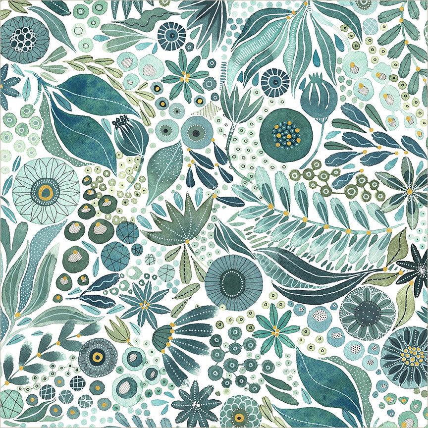 Pebble & Posy Wild Woodland Jade quilt fabric by Essoldo Design