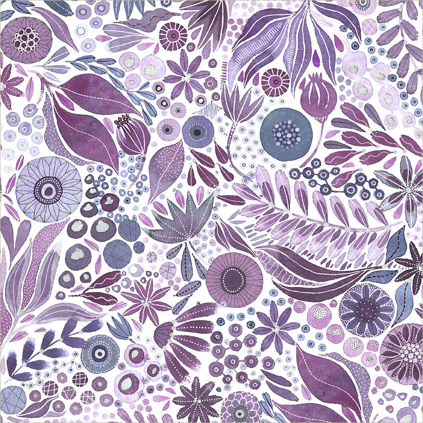 Pebble & Posy Wild Woodland Lilac quilt fabric by Essoldo Design