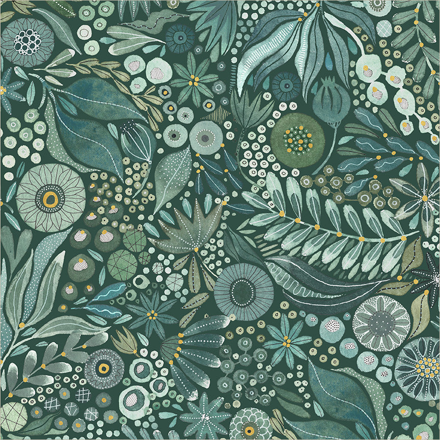 Pebble & Posy Wild Woodland Pine quilt fabric by Essoldo Design