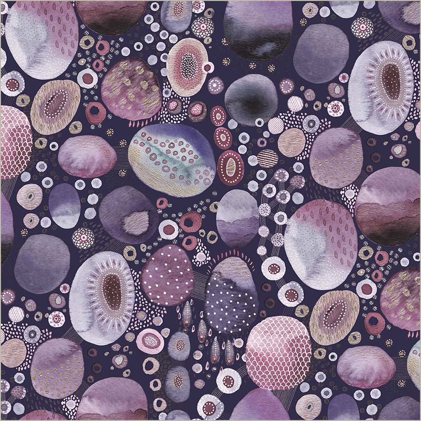 Pebble & Posy Pebblebrook Amethyst canvas fabric by Essoldo Design