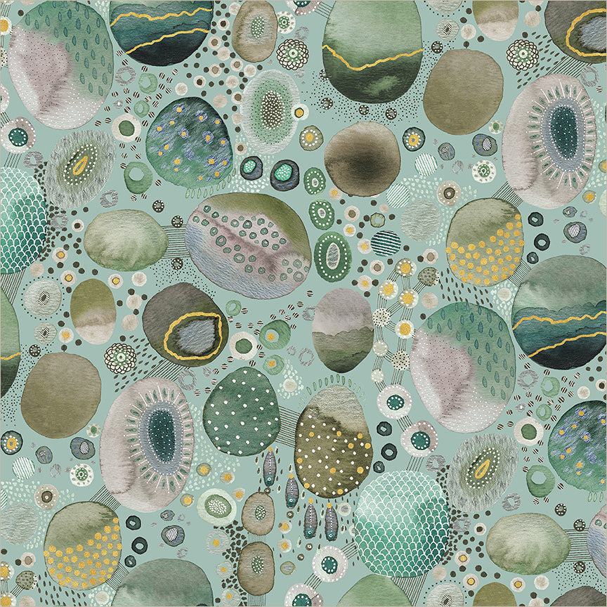 Pebble & Posy Pebblebrook Jade quilt fabric by Essoldo Design