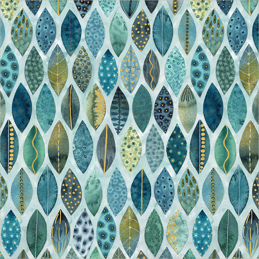 Pebble & Posy Forage Jade quilt fabric by Essoldo Design