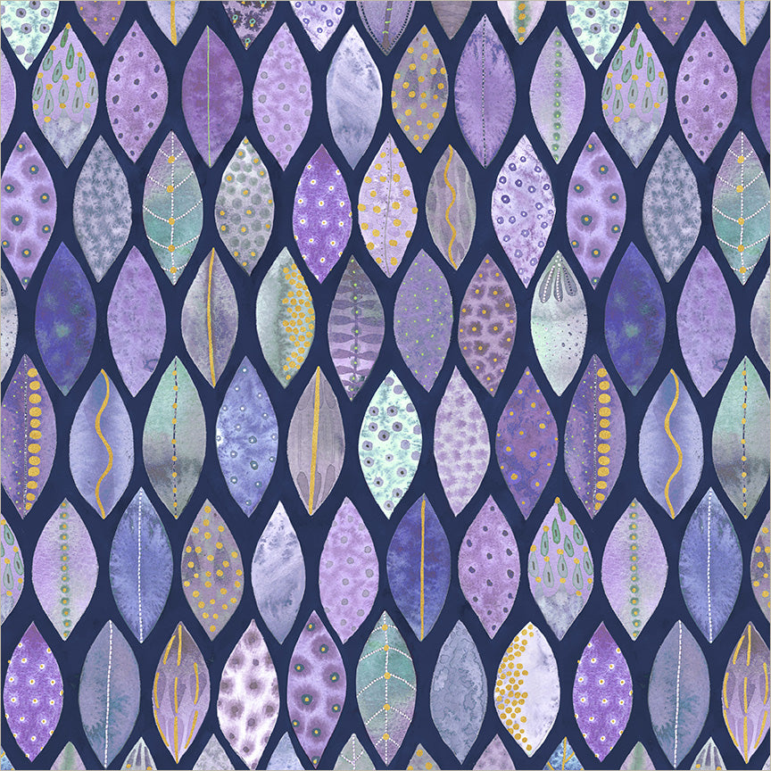 Pebble & Posy Forage Indigo quilt fabric by Essoldo Design