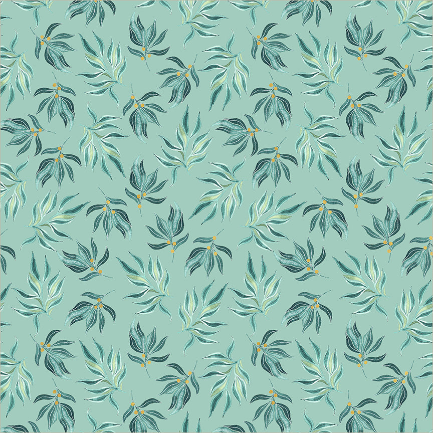 Pebble & Posy Sprig Jade quilt fabric by Essoldo Design